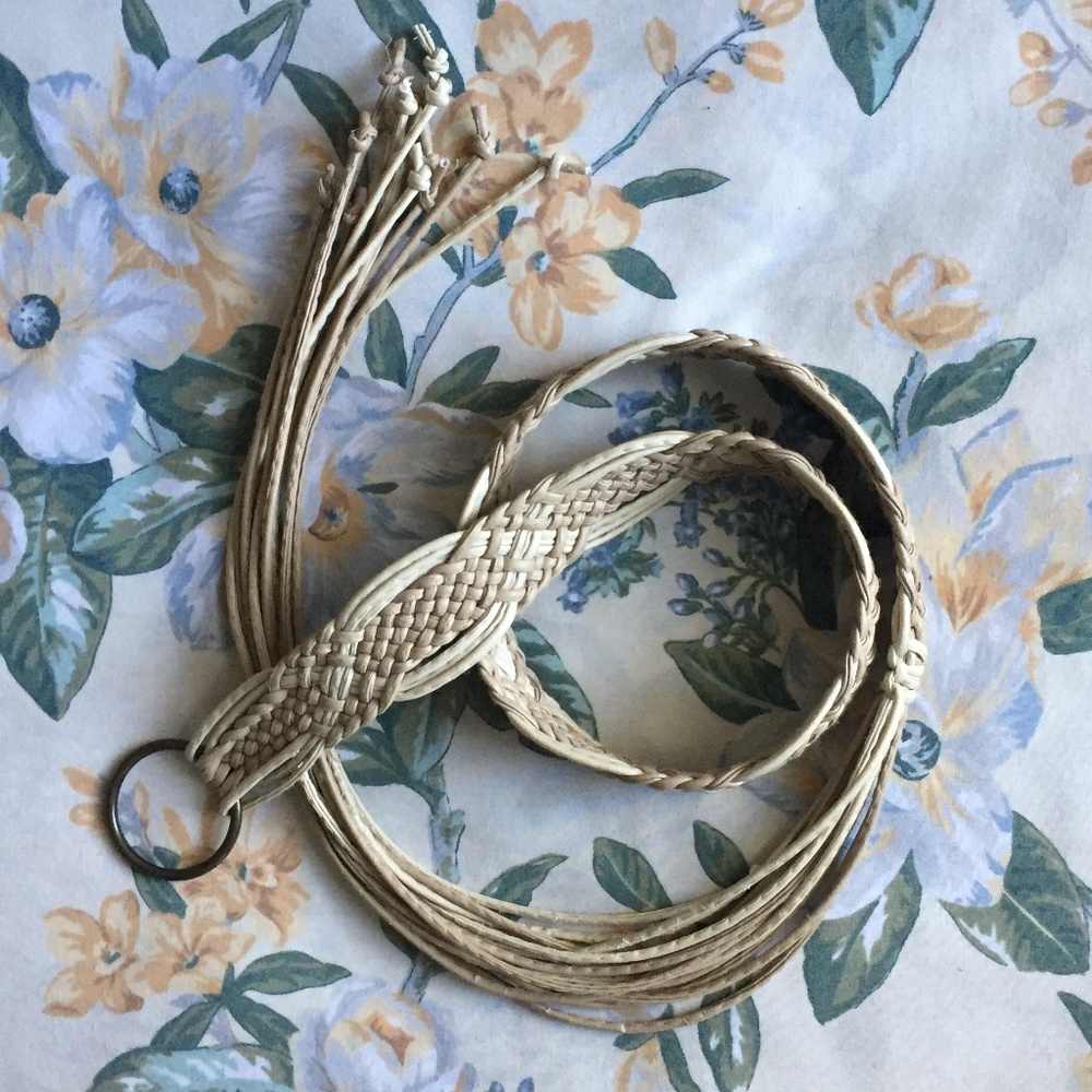 Neutral Brown & Tan Woven Fringe Braided Belt